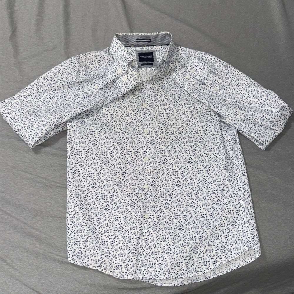 Denim & Flower White and Blue Casual Button Down Shirt